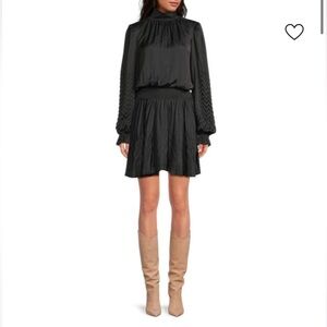 NWT! RAMY BROOK Sawyer Smocked Waist black Blouson Minidress. Small $565